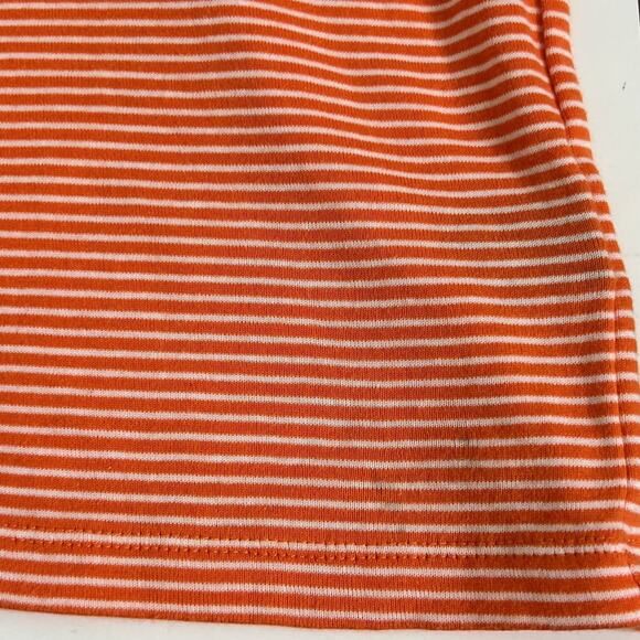 Lauren Ralph Lauren Womens 2X Orange White Stripe Cotton Tee Gold Button flaw - Picture 7 of 7